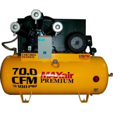 WOOD INDUSTRIES MaxAir C153120H1-MS208-MAP, 15HP, Single-Stage Comp, 120  Gal, Horiz., 150 PSI, 60 CFM, 3-Phase 20V8 C153120H1-MS208-MAP